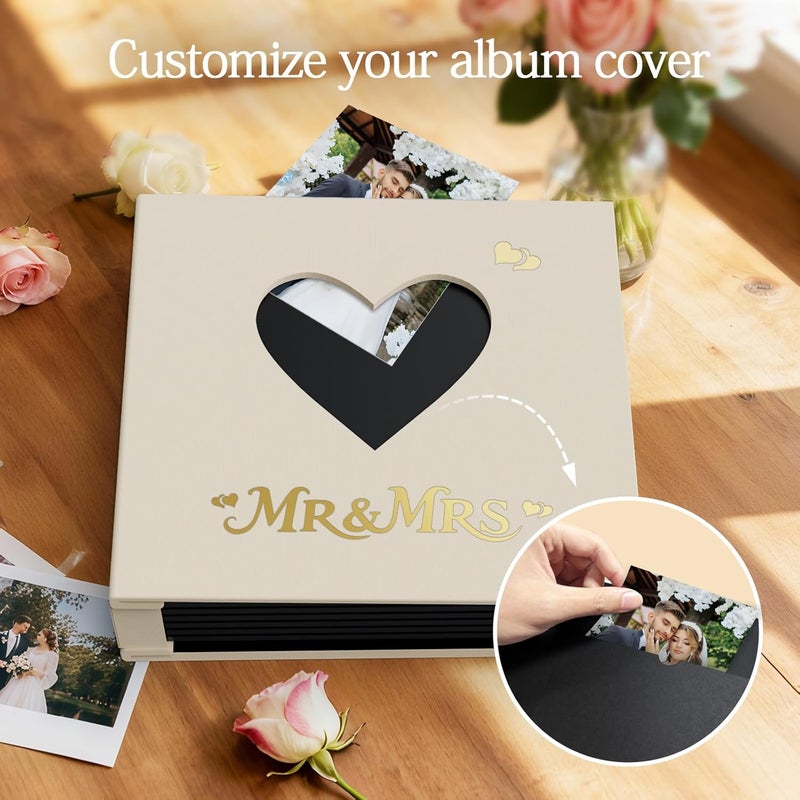 barsone Linen Wedding Photo Album 4x6 with 400 Pockets(Large Capacity Customizable Memory Book, Custom Engraved Cover, Bridal Photo Album for Engagement, Gifts & Memory Keepsake) - Image 3